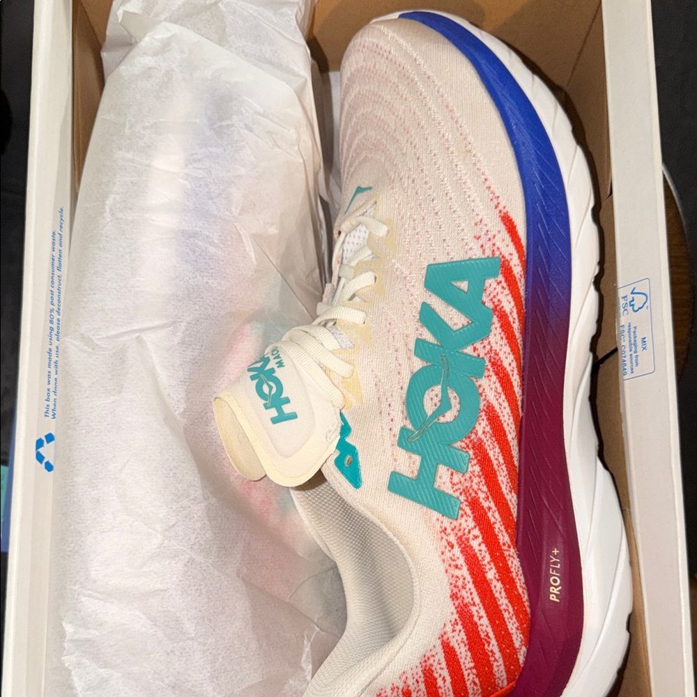 Hoka Men's Running Shoe Cream Teal Red Blue Purple
